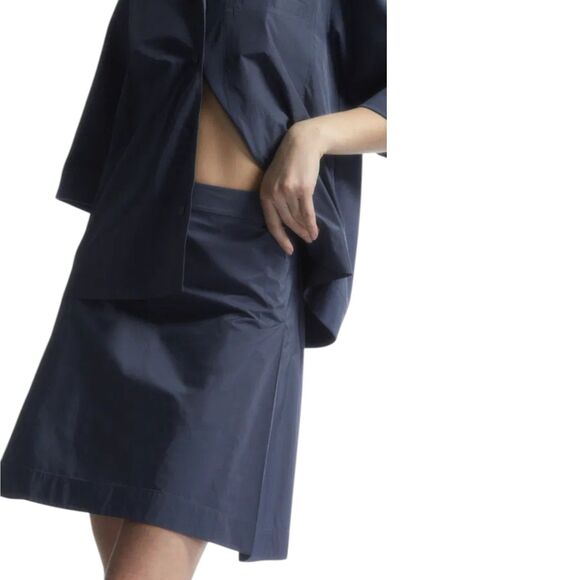 New COS Shell-Panel A-Line Mini Skirt Size Small High Waist Slim Fit Blue - Picture 1 of 15